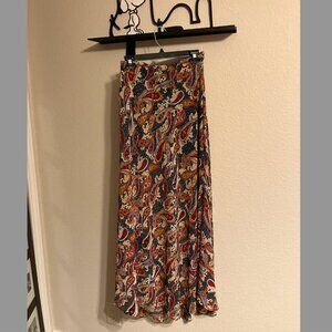 TRUTH NYC Red/Blue Paisley Side Cut Maxi Shirt - Size M